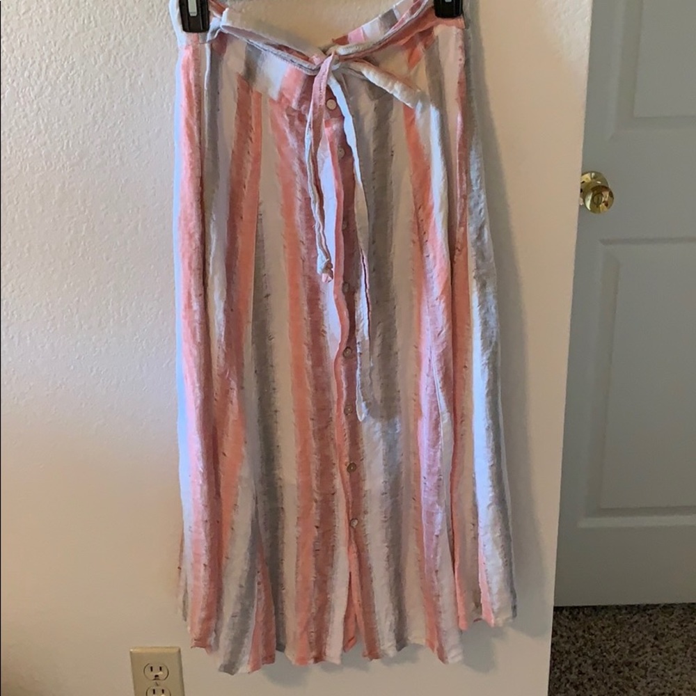 Anthropologie Tregene striped midi skirt w/ bow